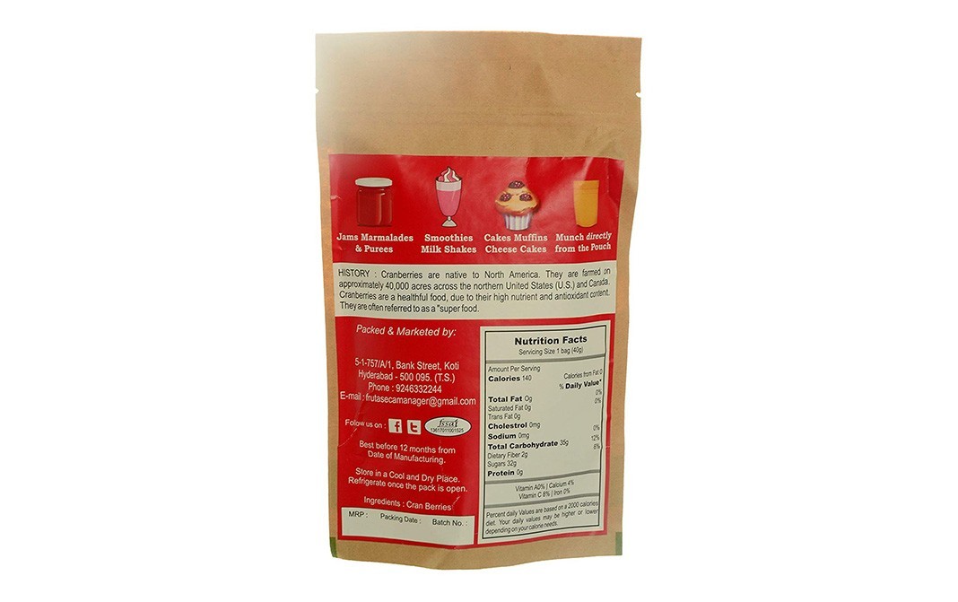 Fruta Seca Cranberry    Pack  70 grams